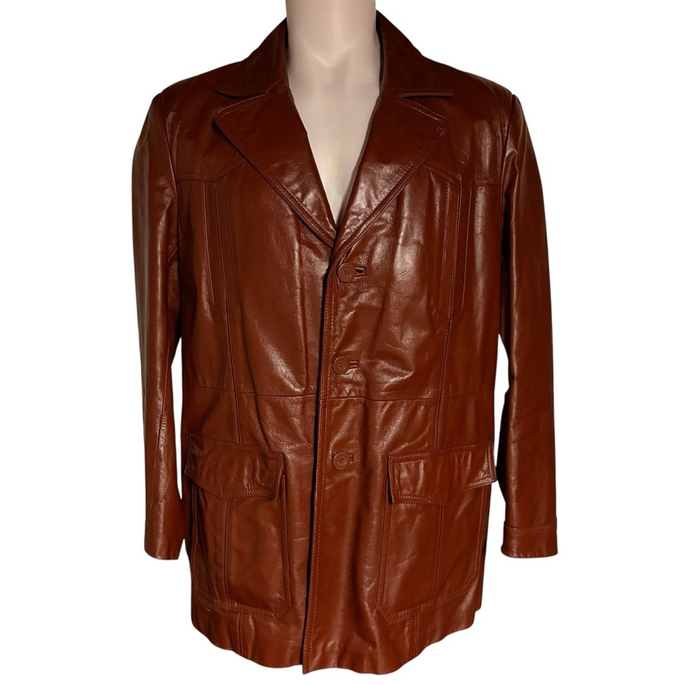 Vintage Berman's The Leather Experts Men's 40/48 See Tag Leather Jacket Brown